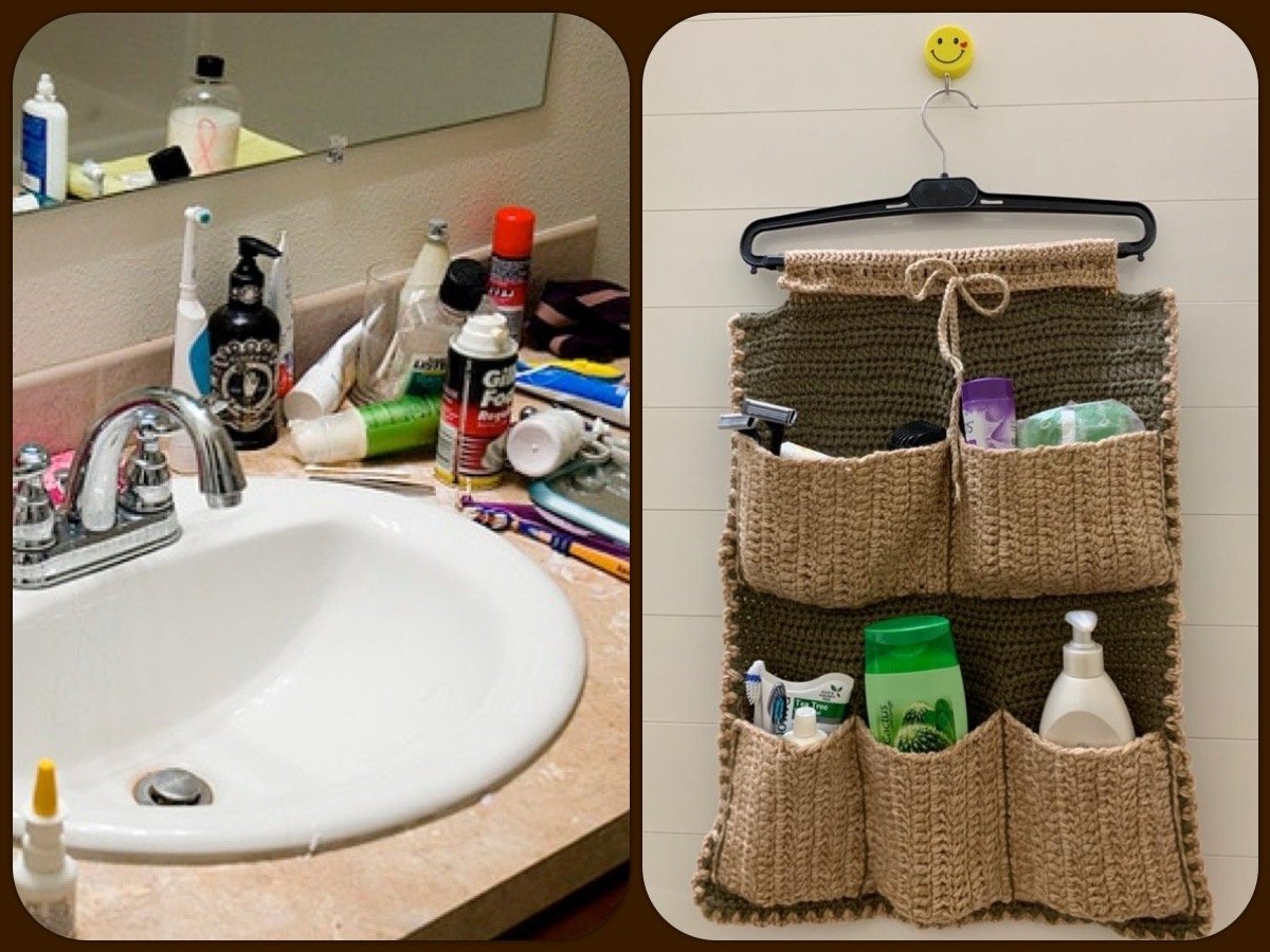 Small Crochet Basket, Bathroom Organizer, Crochet Storage Basket